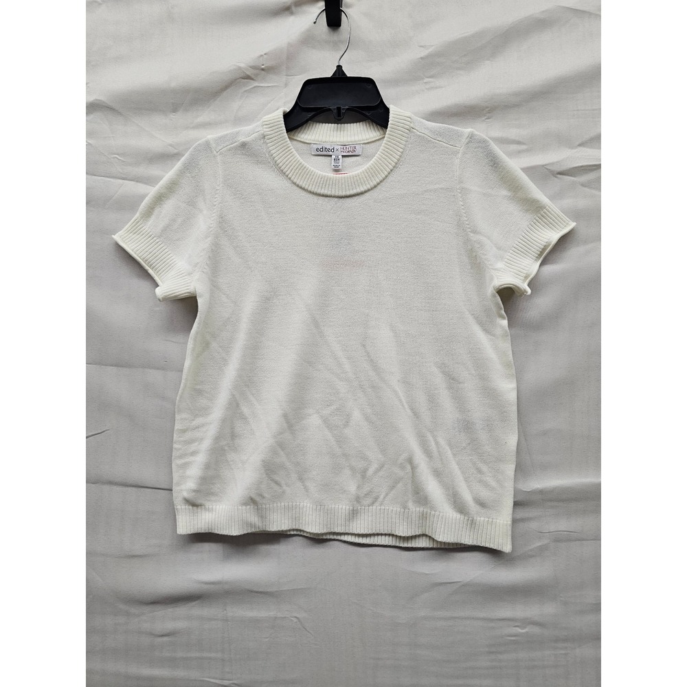 Edited x Hunter McGrady Womens Short Sleeve‎ Sweater Egret White XS 7ER8031 NEW